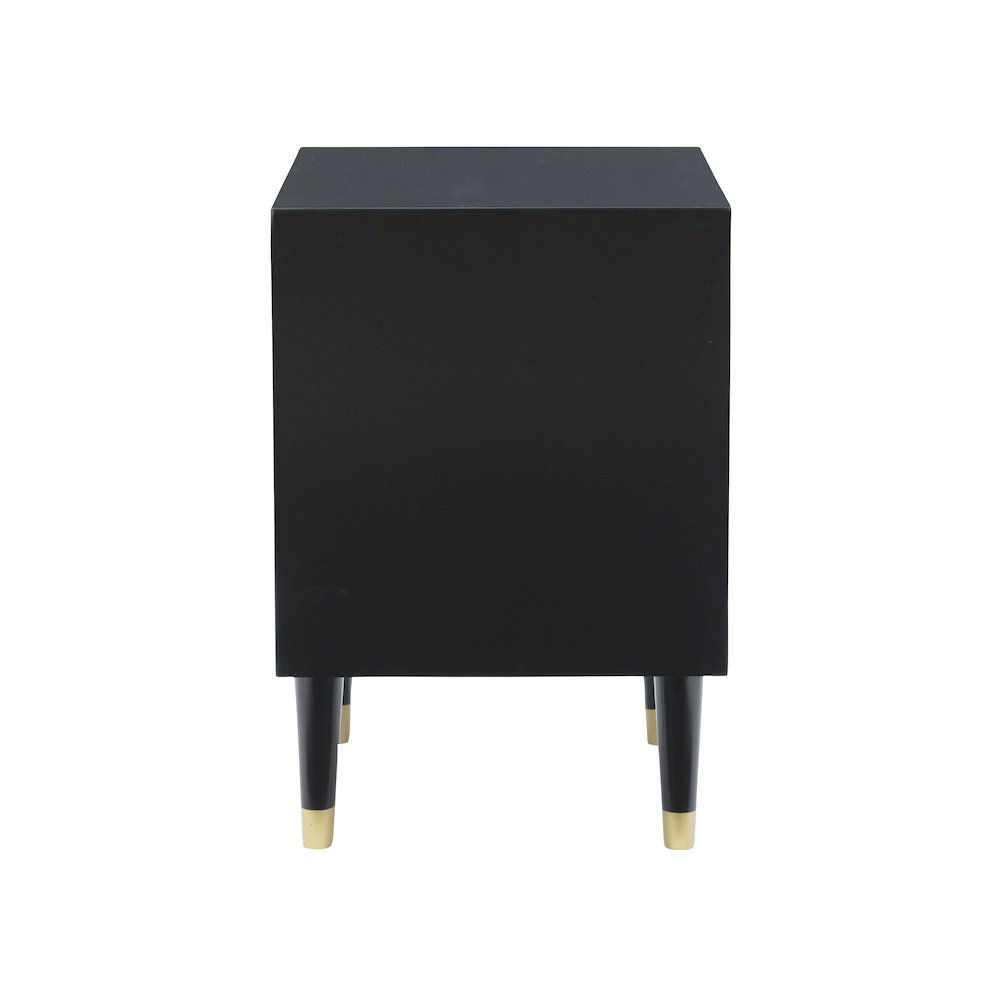 Two Drawer Geo Texture Nightstand Black. Picture 7