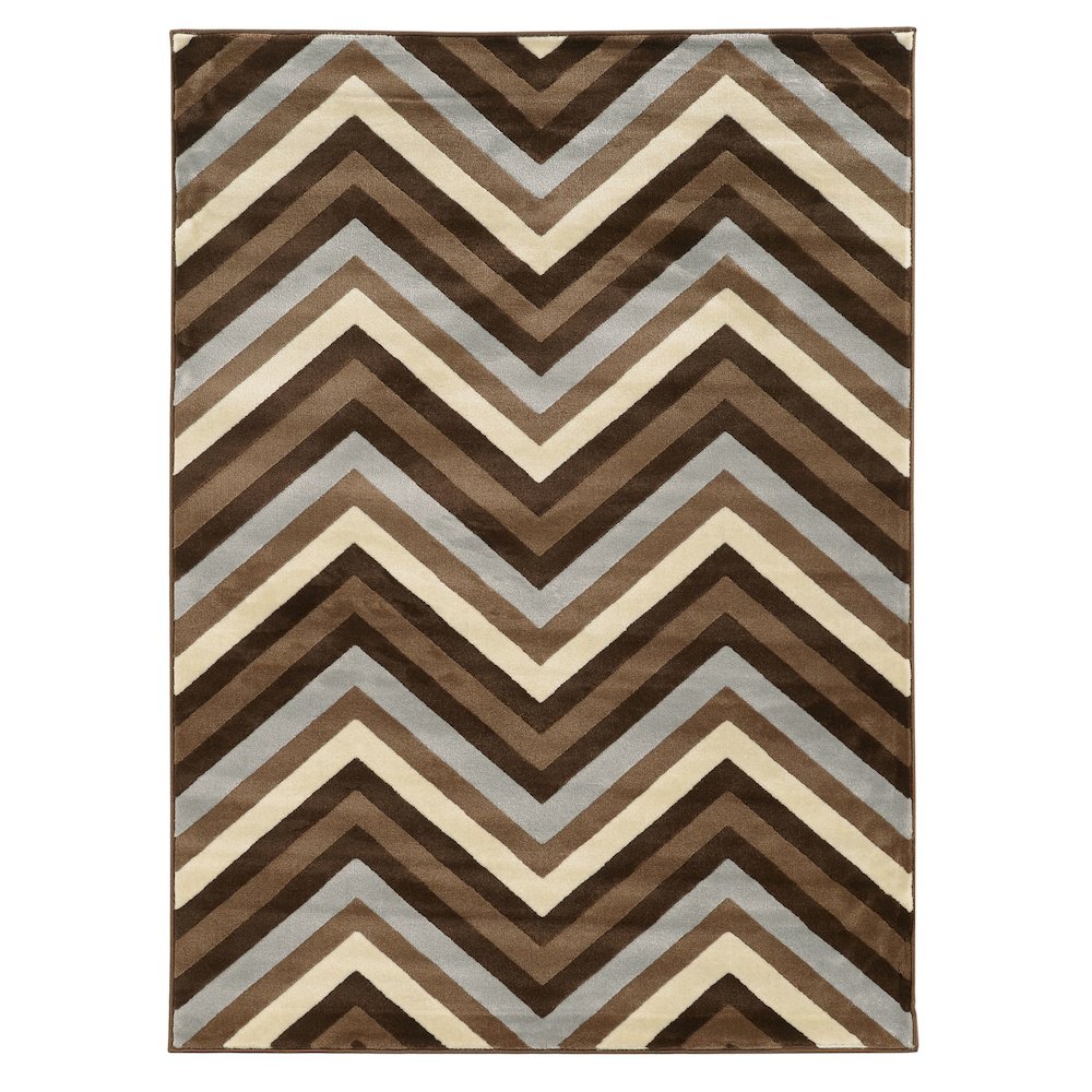Roma Chevron Chocolate & Beige 8x10, Rug. Picture 1