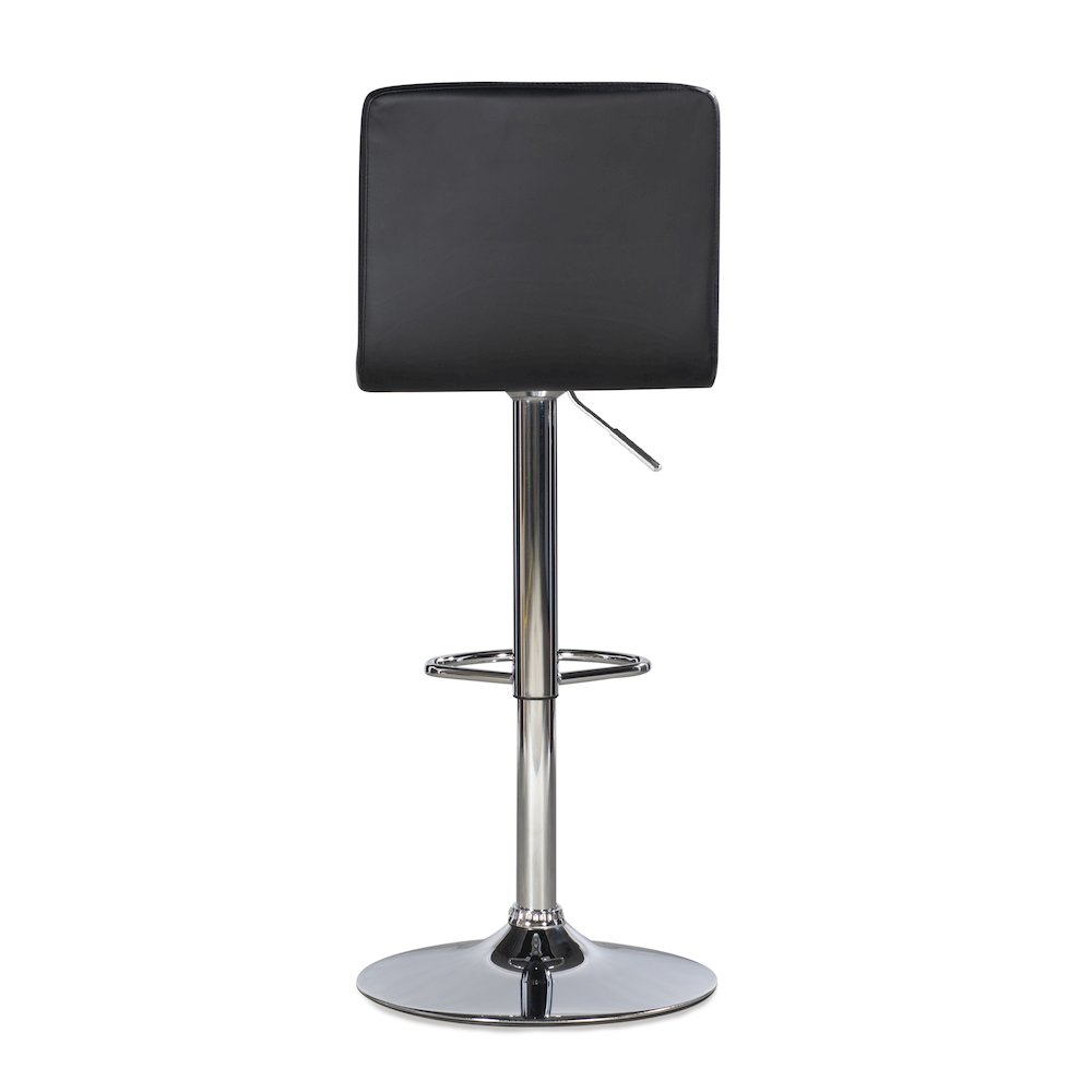 Black Quilted Faux Leather & Chrome Adjustable Height Bar Stool. Picture 10