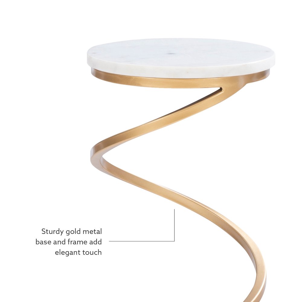 Rian Spiral Drink Table White Marble. Picture 7