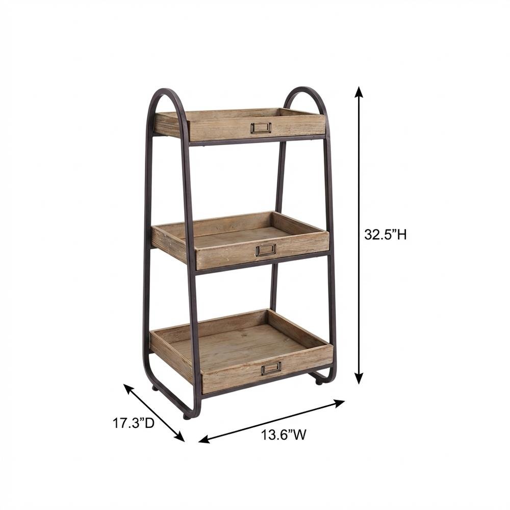 Brown 3-Tier Shoe Storage Stand with Iron Frame and Firm Wood Shelves. Picture 5