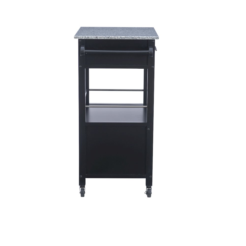 Mitchell Black Kitchen Cart With Granite Top. Picture 7