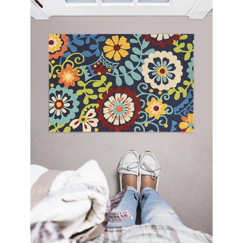 Trio Frond Navy & Blue 1.10x2.10, Rug. Picture 2