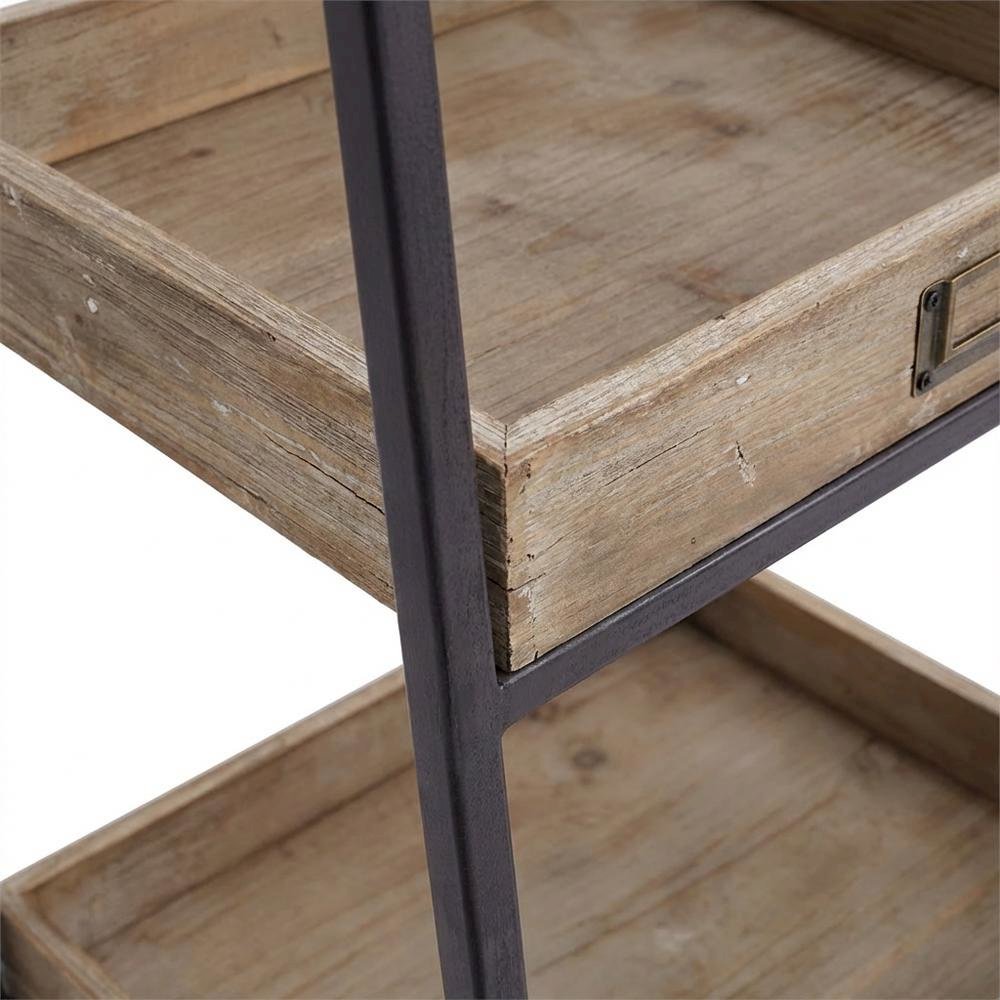 Brown 3-Tier Shoe Storage Stand with Iron Frame and Firm Wood Shelves. Picture 7