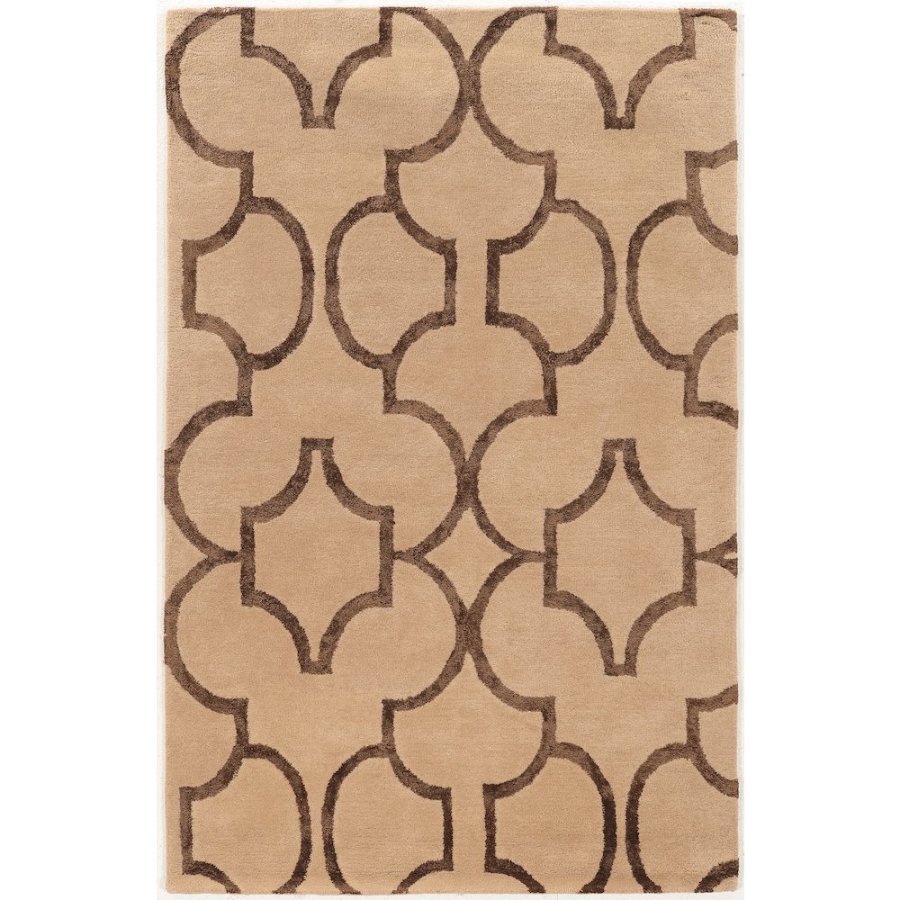 Aspire Wool Geo Beige & Brown 5x8, Rug. Picture 1