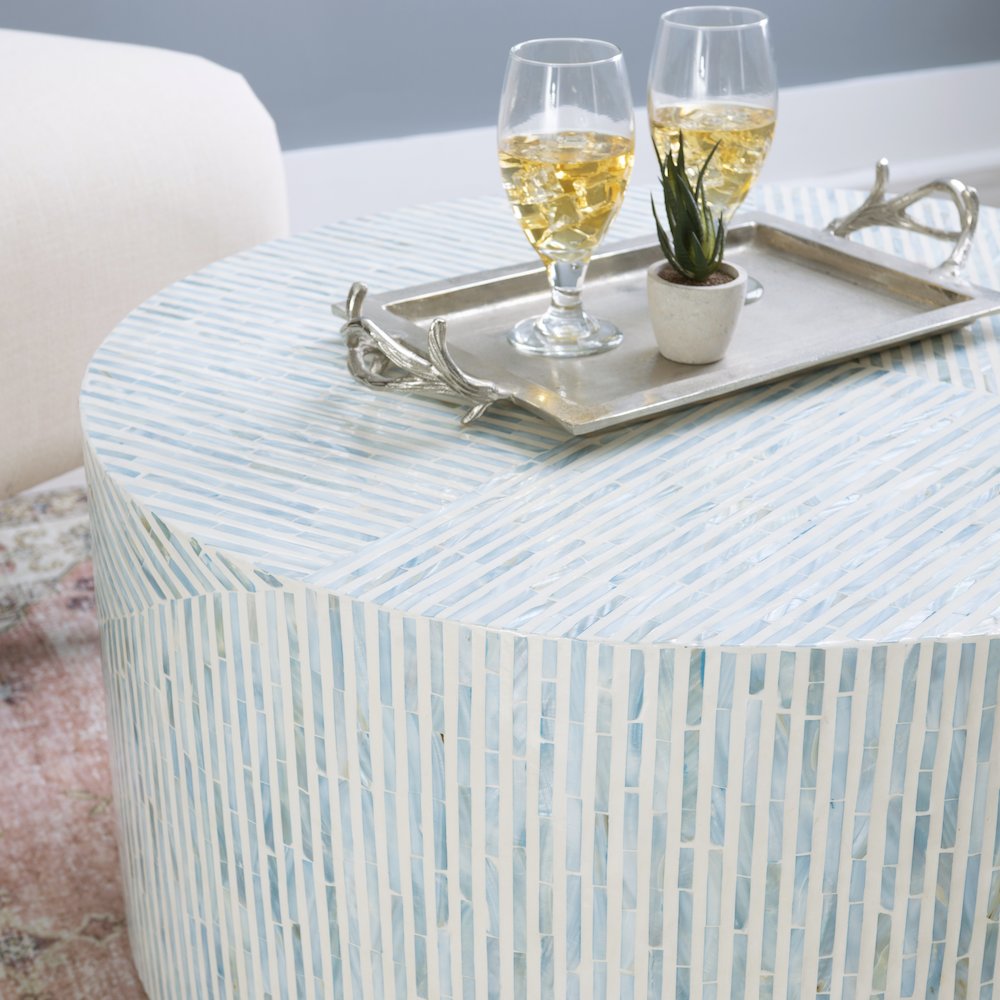 Perrin Capiz Coffee Table Blue. Picture 2