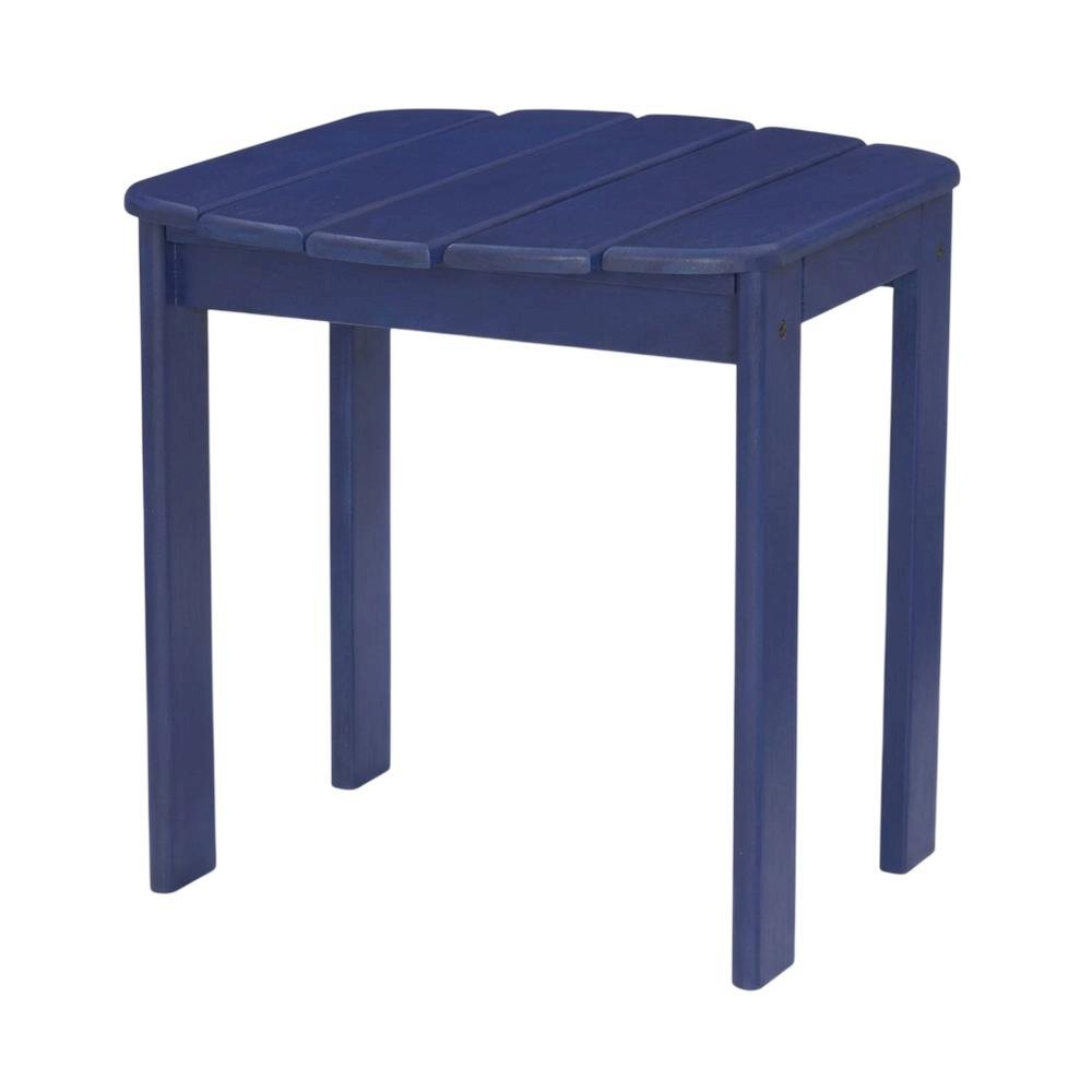 Outdoor End Table In Blue, Acacia Wood Finish, Durable Solid Wood Construction. Picture 1