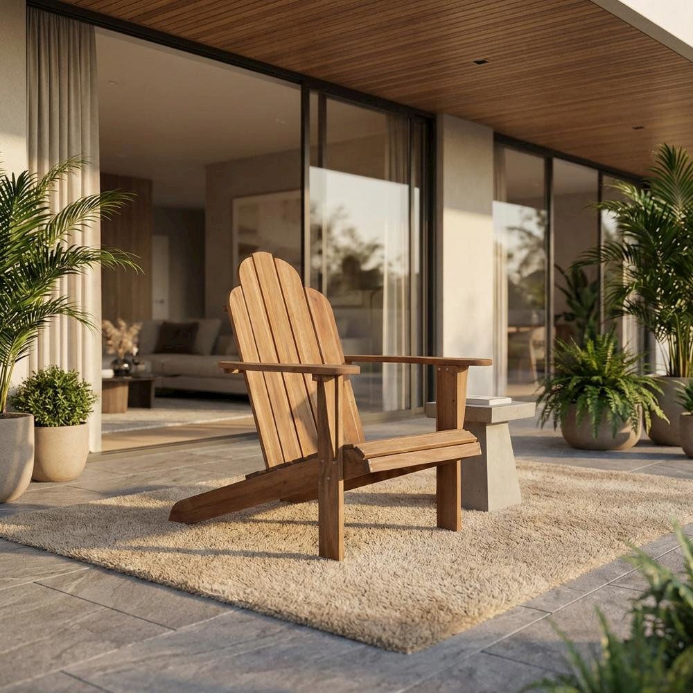 Acorn Adirondack Chair In Brown Solid Wood With Comfortable Design. Picture 2