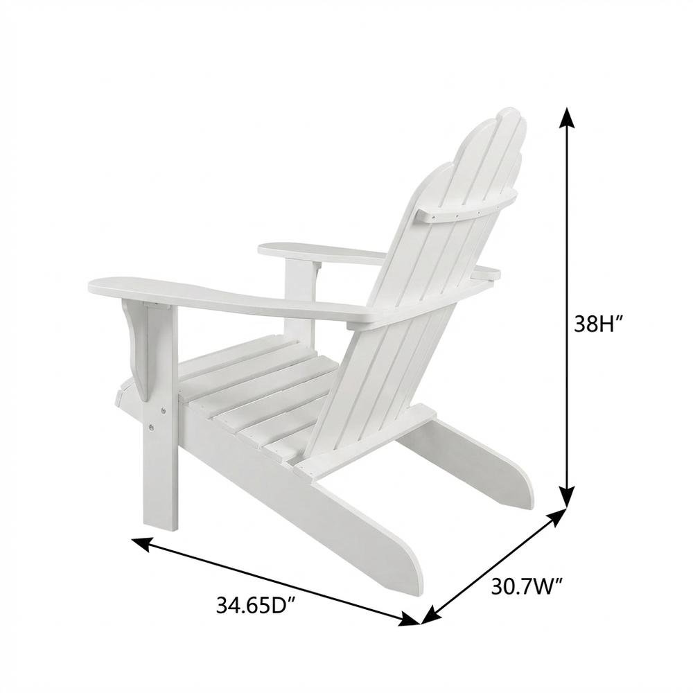 White Adirondack Chair In Solid Wood With Comfortable Seat And Durable Finish. Picture 7
