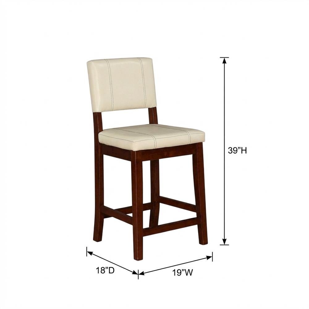 Cream Counter Stool with Rubberwood Frame and Padded Seat. Picture 4