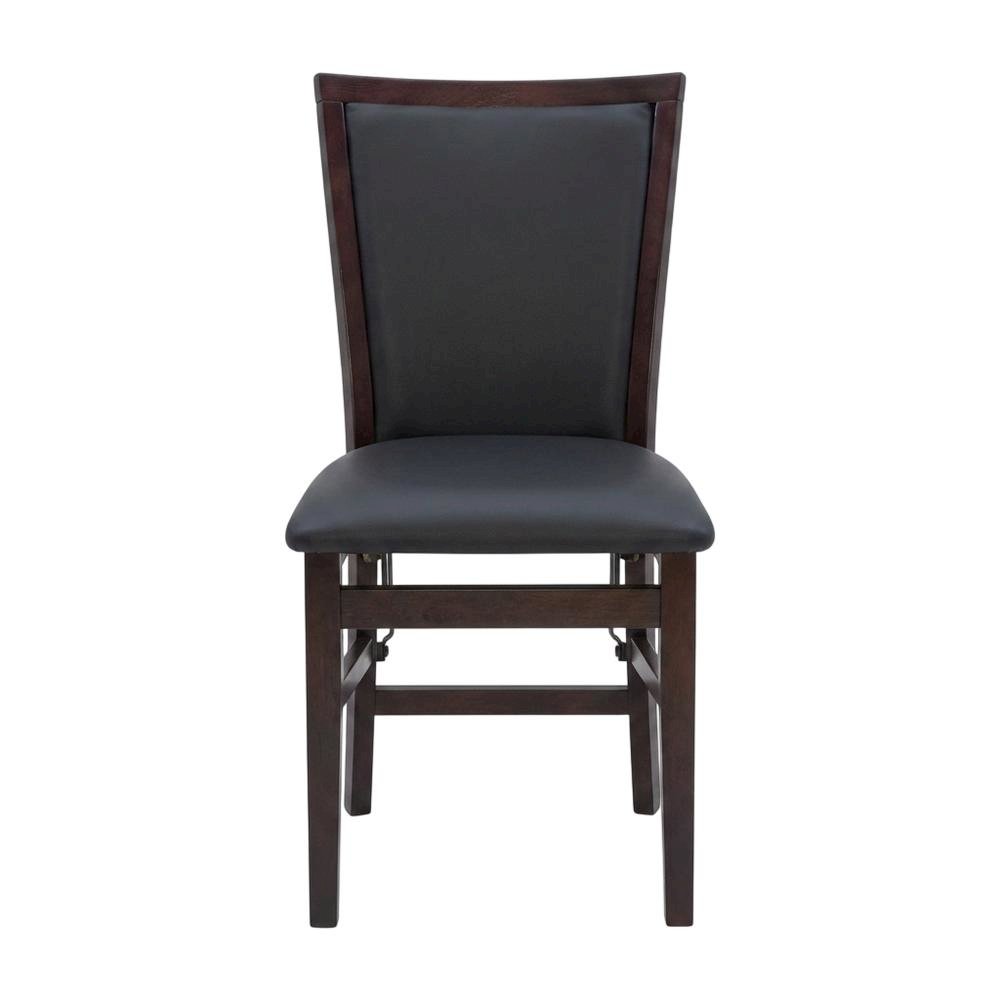 Brown Padded Back Folding Chair Set of 2, Fabric Seat, Metal Frame. Picture 4