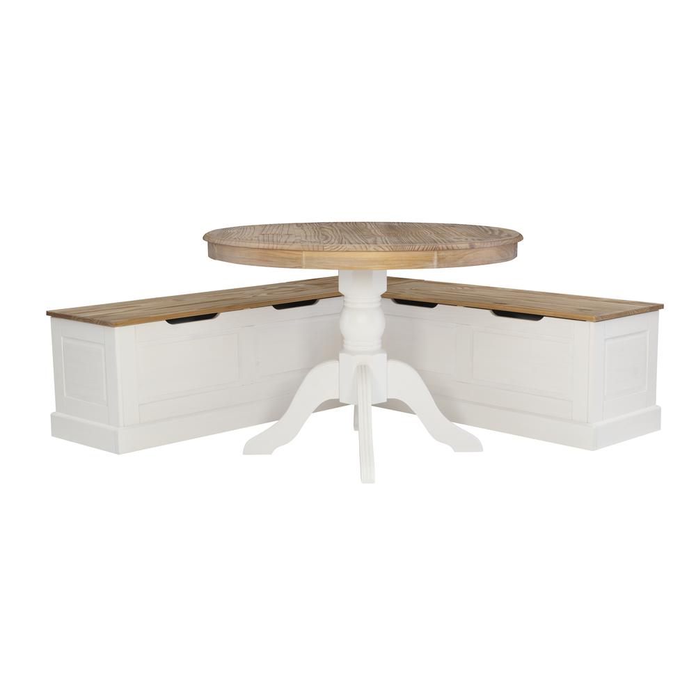 Tobin Backless Two Tone Breakfast Nook, Natural And White. Picture 14