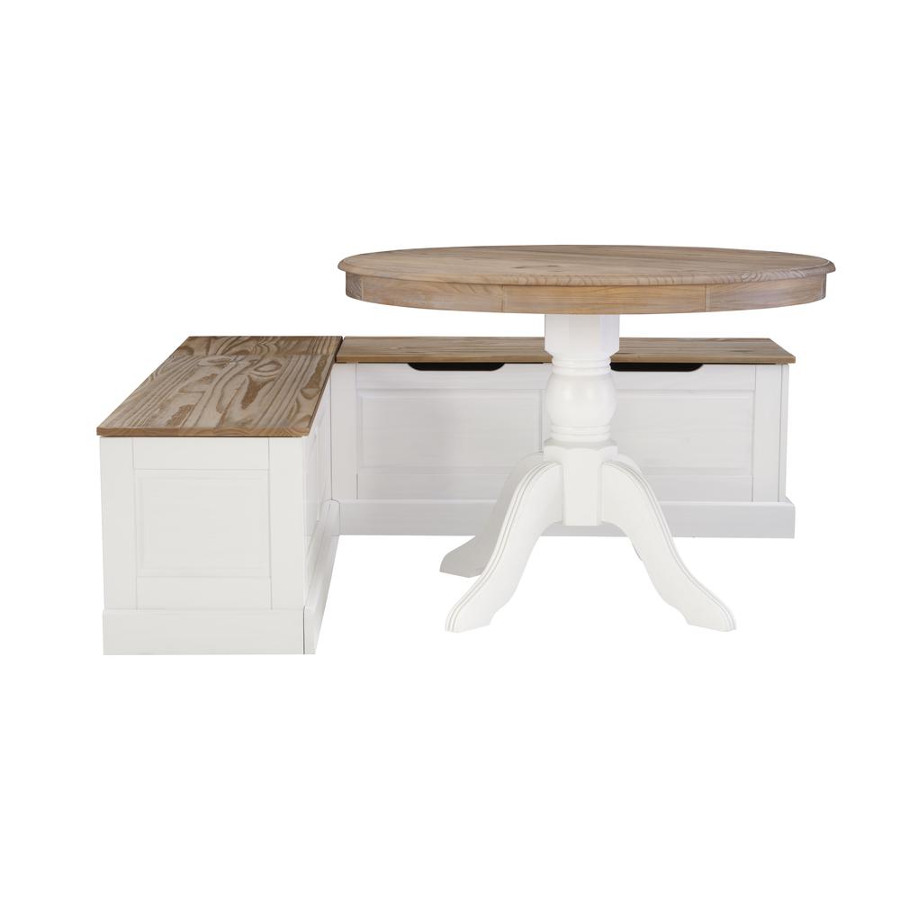 Tobin Backless Two Tone Breakfast Nook, Natural And White. Picture 15