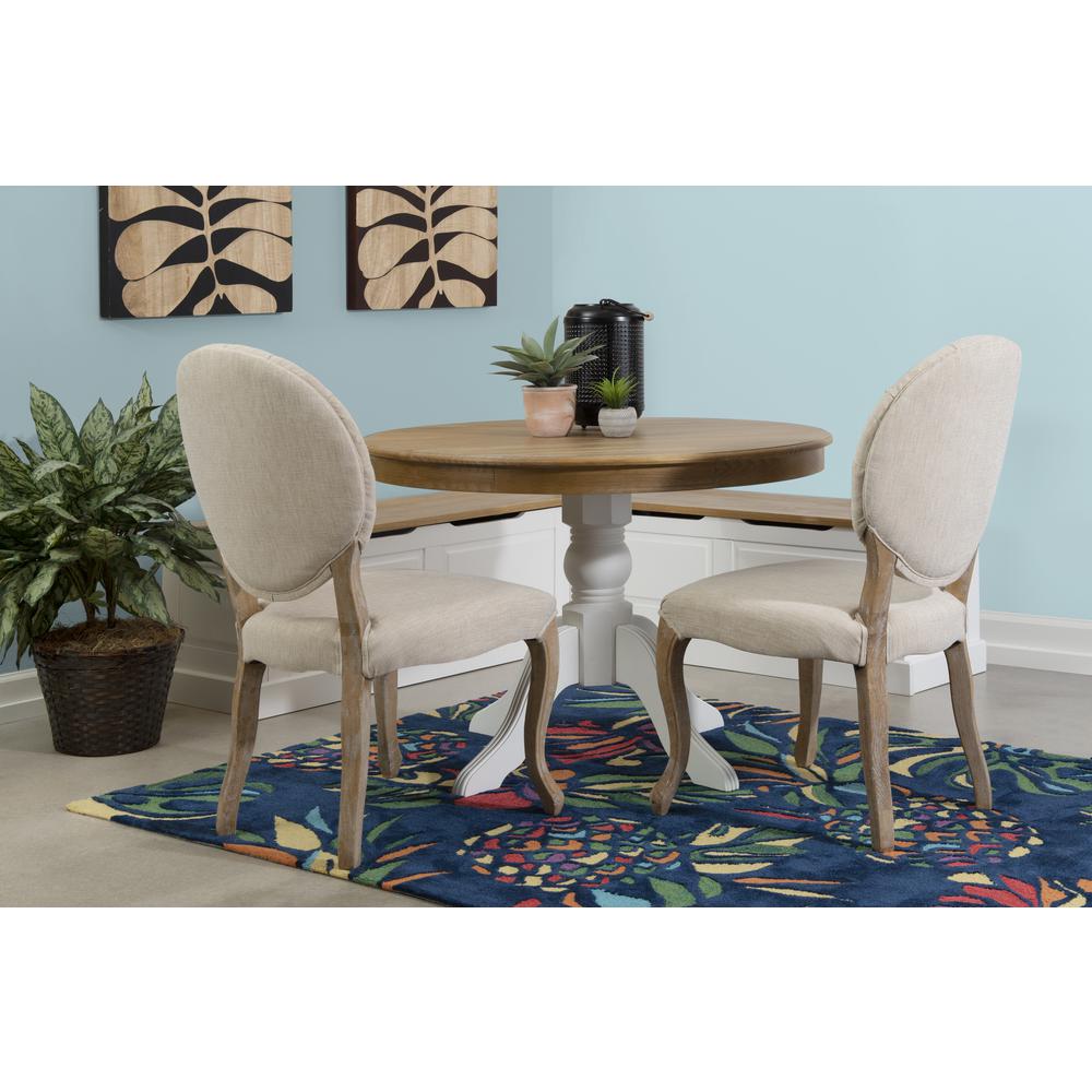 Tobin Backless Two Tone Breakfast Nook, Natural And White. Picture 16