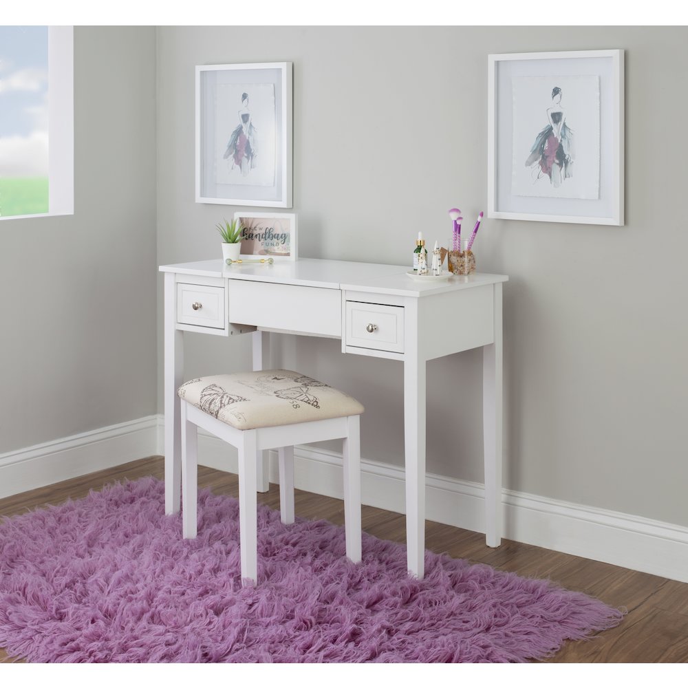 White Butterfly Vanity And Stool. Picture 5