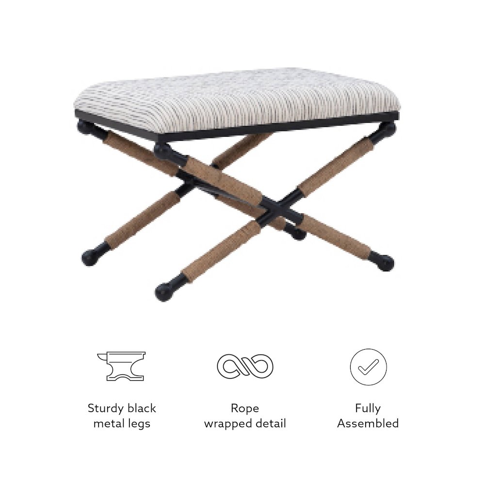 Ashburn Campaign Accent Stool Striped. Picture 12