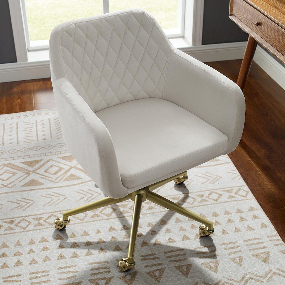 Imogen Quilted Office Chair Off White. Picture 4