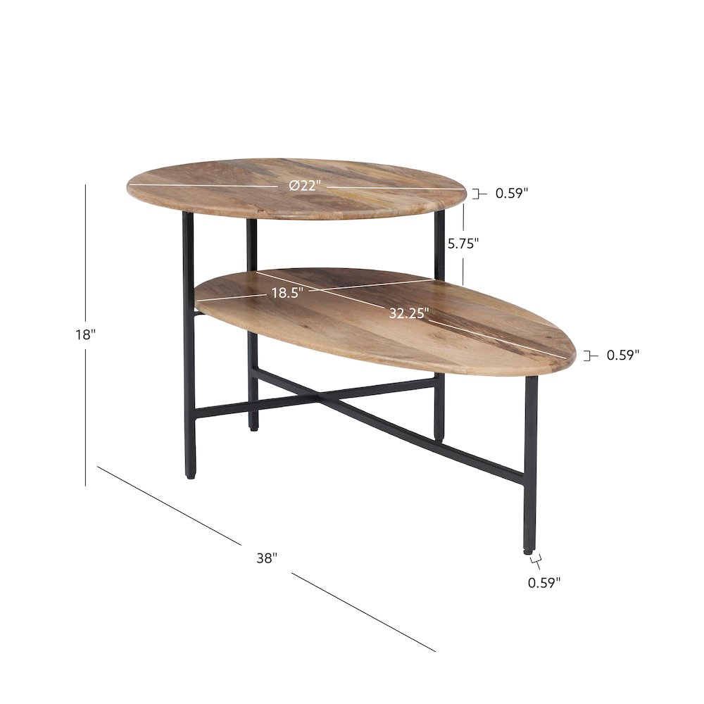 Tavin Two Tiered Coffee Table Natural Black. Picture 14