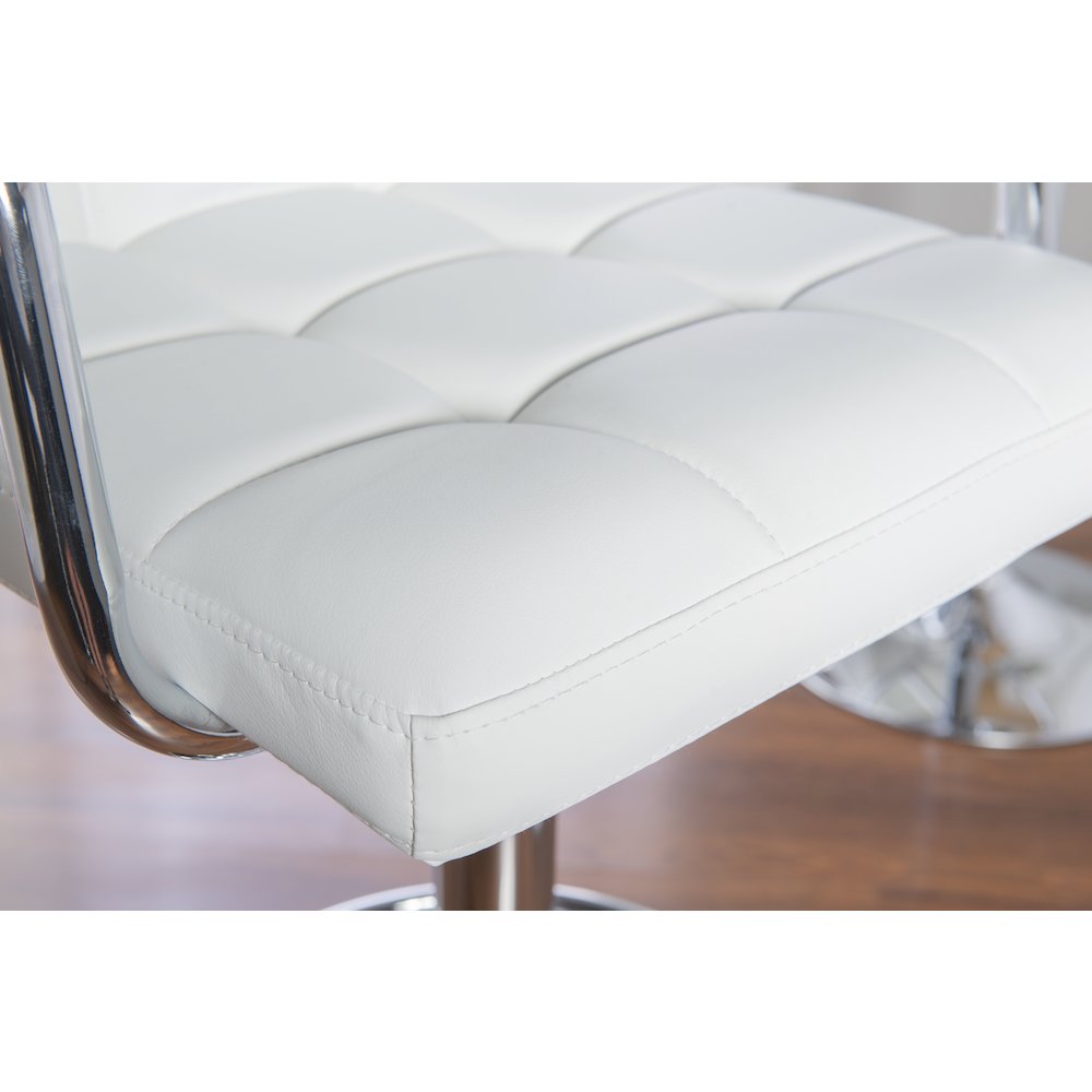 White and Chrome Quilted Barstool. Picture 4