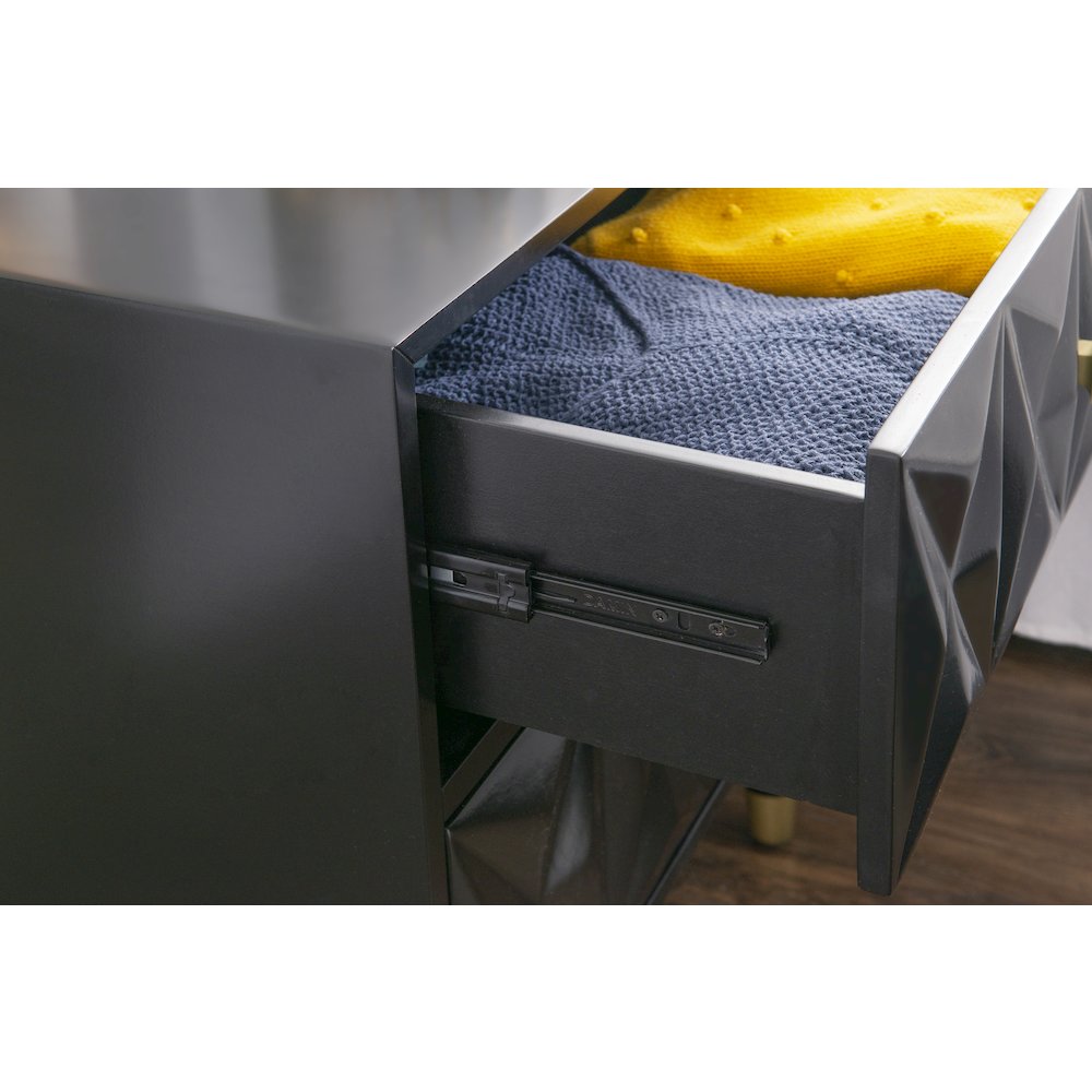 Two Drawer Geo Texture Nightstand Black. Picture 5