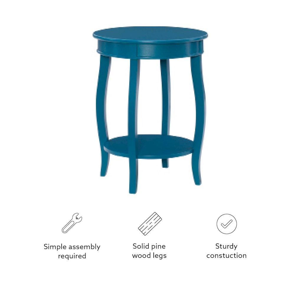Teal Round Table with Shelf. Picture 12