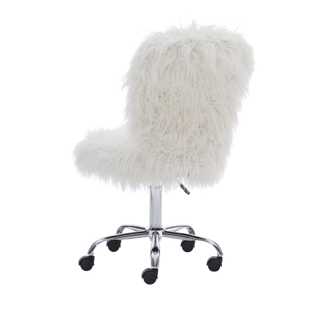 Faux Flokati Armless Office Chair, White. Picture 12