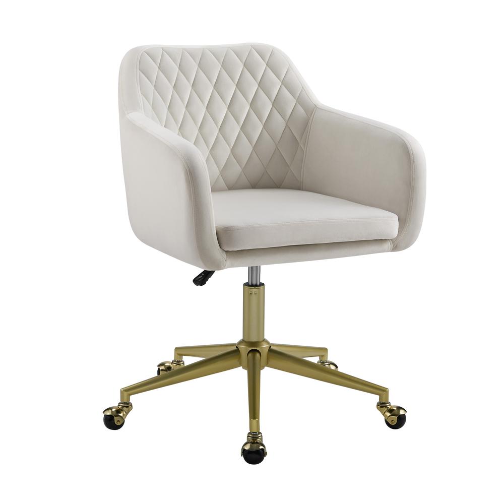 Imogen Quilted Office Chair Off White. Picture 1
