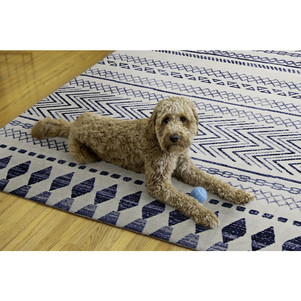 Outdoor Washable Marco Ivory & Blue 5' X7', Rug. Picture 2