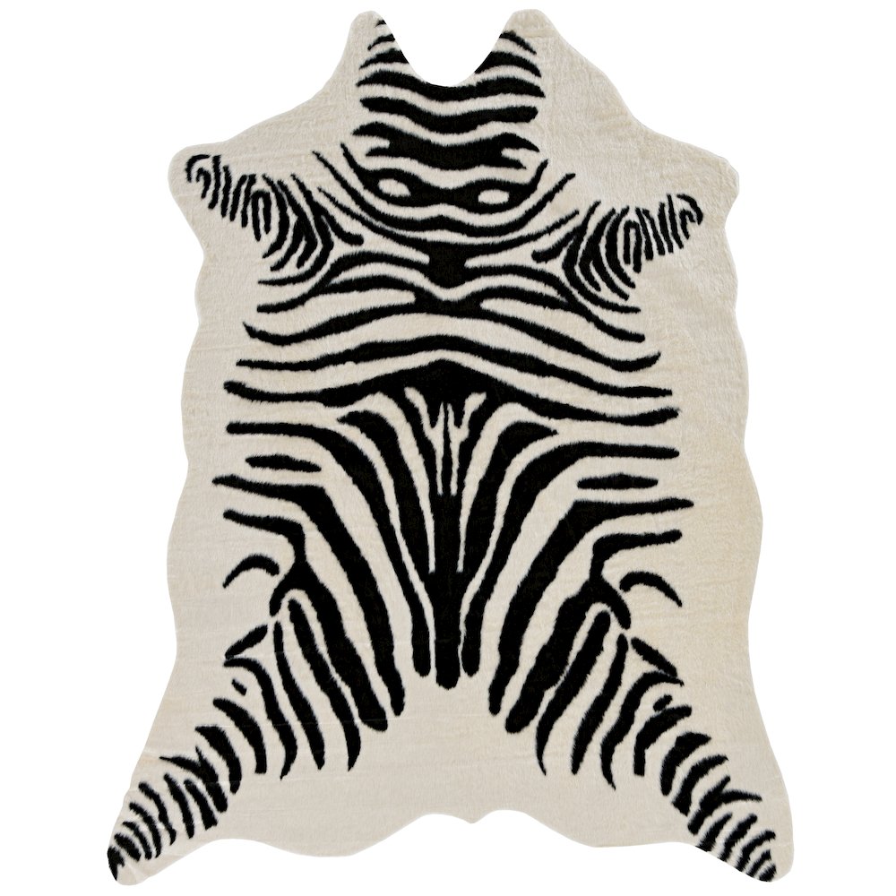 Faux Cow Hide Zebra Ivory/Black , Rug. Picture 1