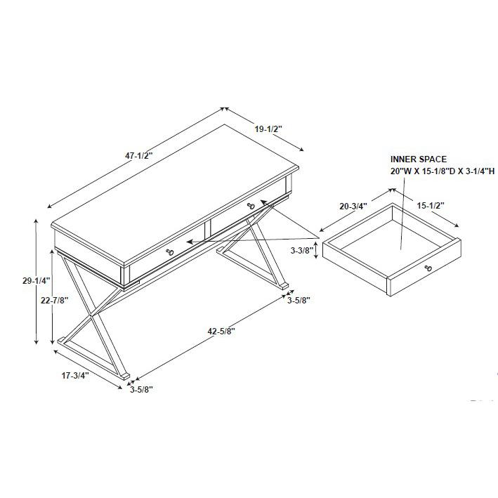 Two-Drawer Campaign Desk, White. Picture 15