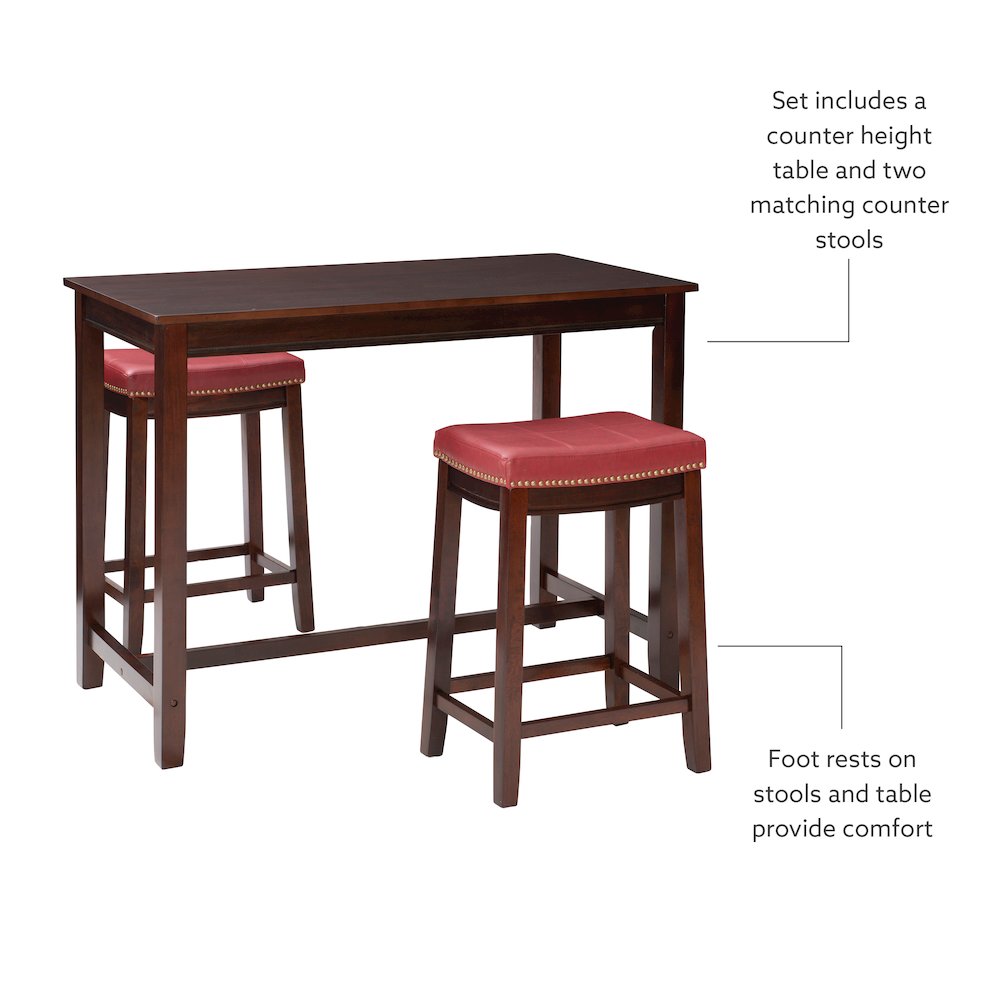 Claridge 3Pc Counter Set Brown Red. Picture 6