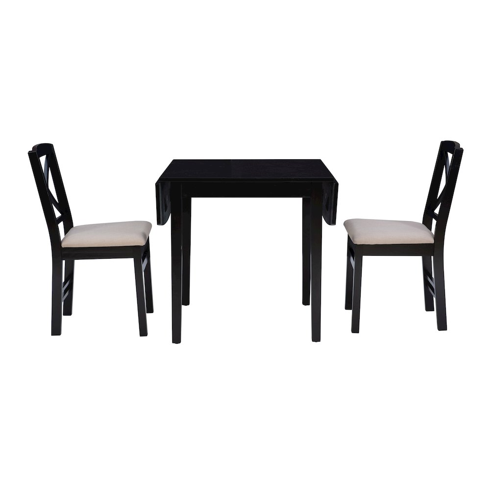 Torino 3Pc Drop Leaf Dining Set Black. Picture 2