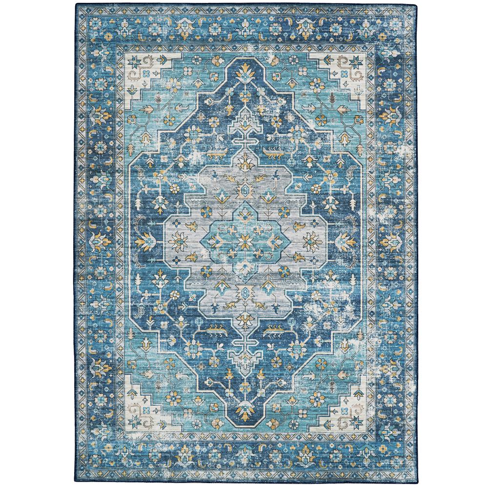 Washable Sariah Teal/Ivory 2x3, Rug. Picture 1