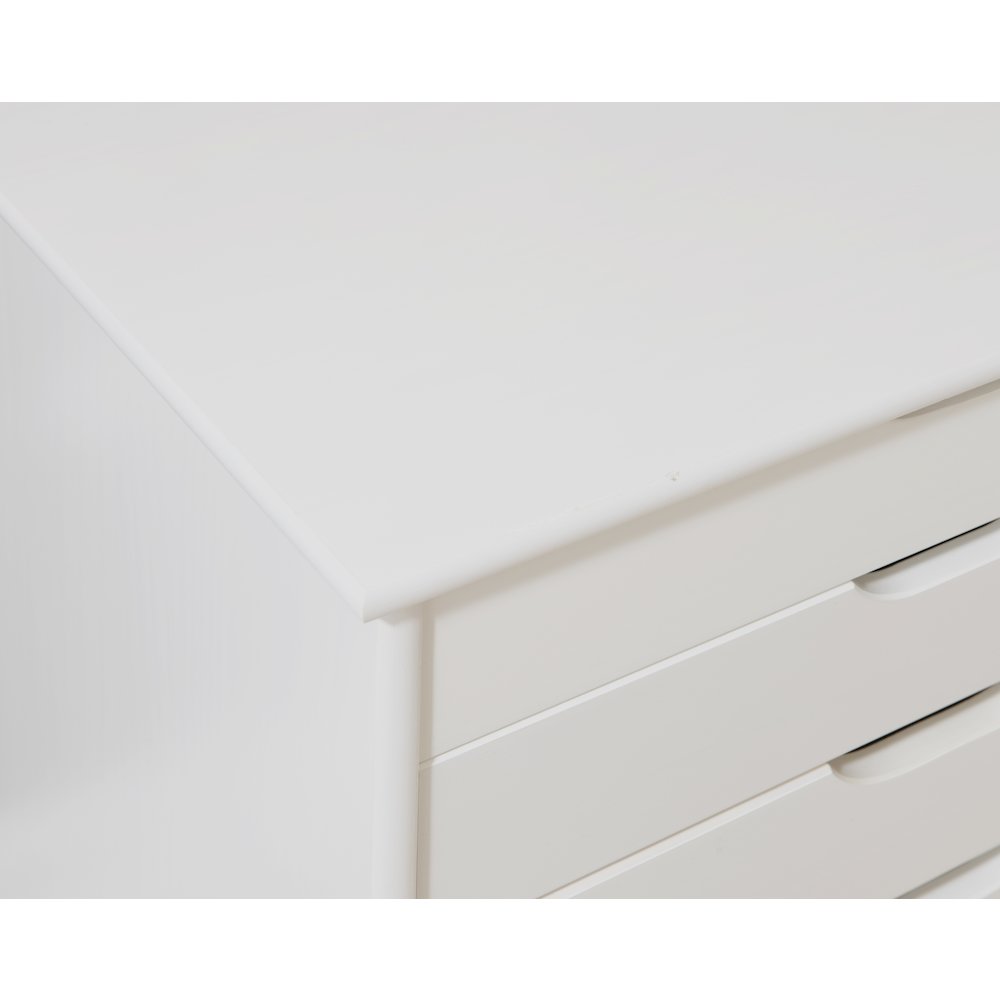 Cary Six Drawer Wide Roll Cart, White Wash. Picture 5