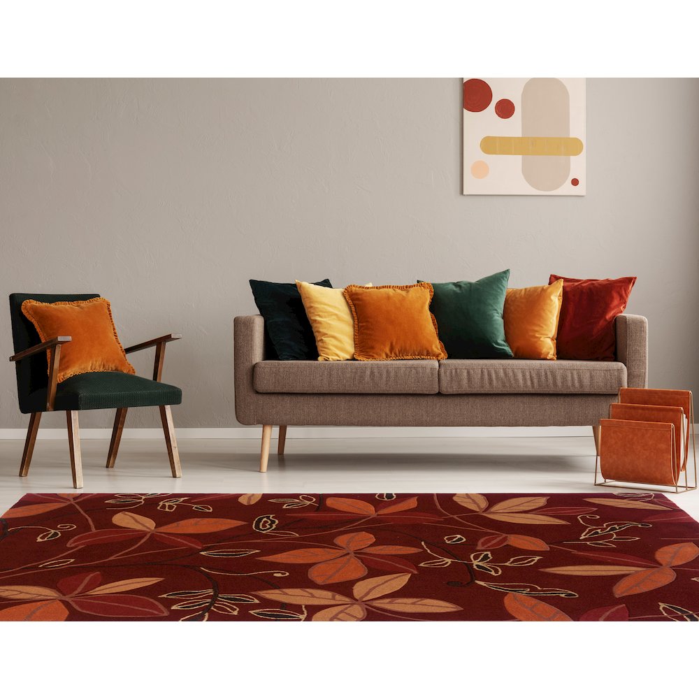 Trio Floating Garnet & Orange 8x10, Rug. Picture 1