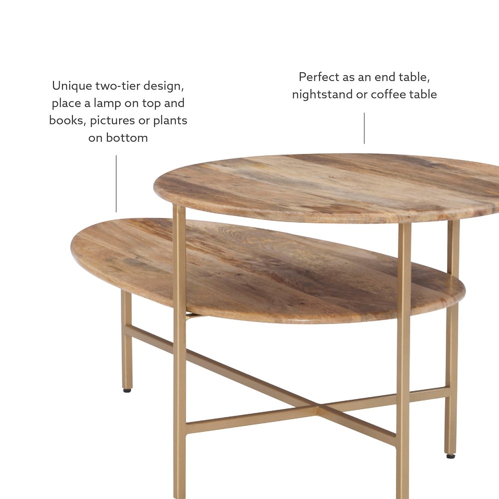 Tavin Two Tiered Coffee Table Natural Gold. Picture 10