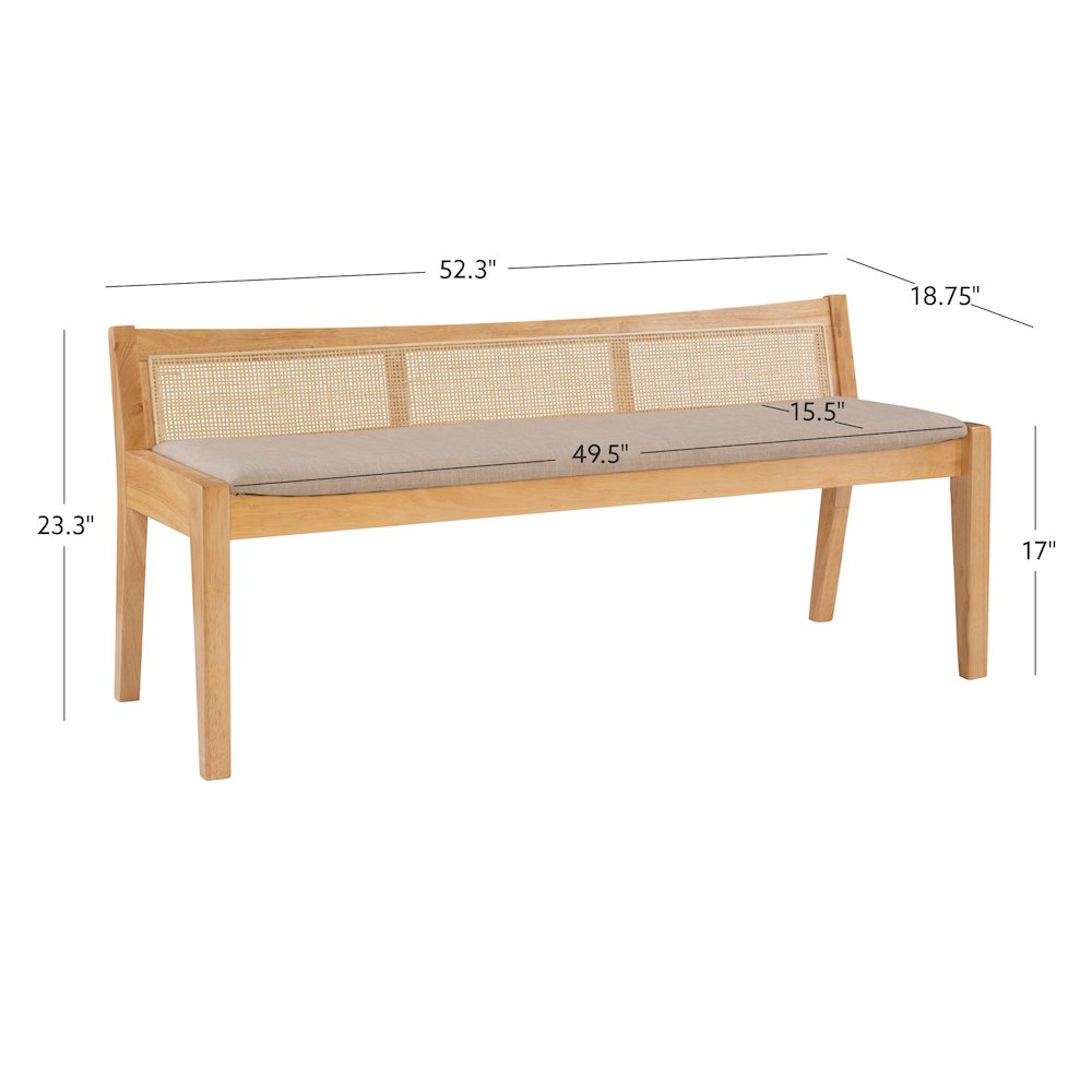 Nassau Rattan Cane Bench with Back, Beige. Picture 16
