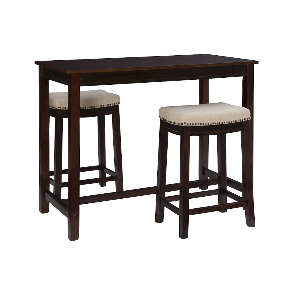 Claridge 3Pc Counter Set Walnut Linen. Picture 1
