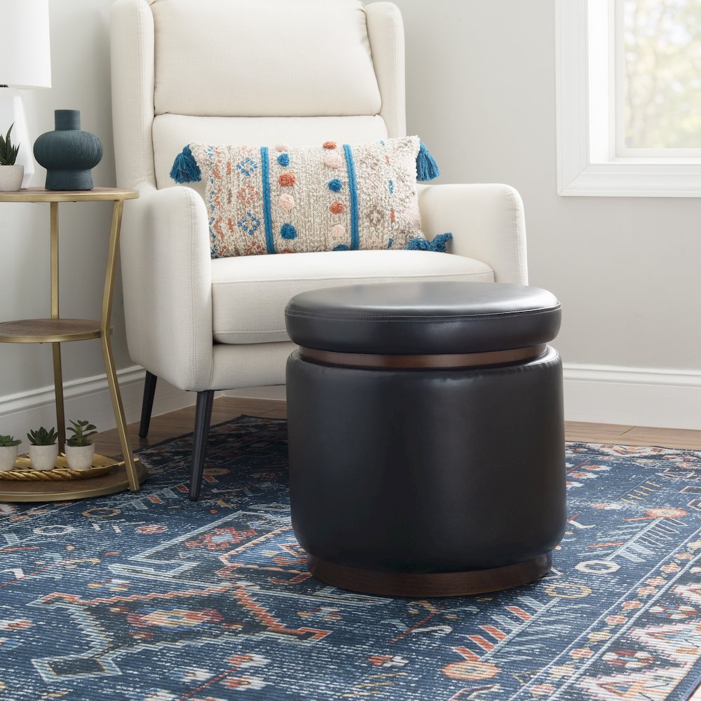 Blanche Storage Ottoman Black Pu. Picture 2