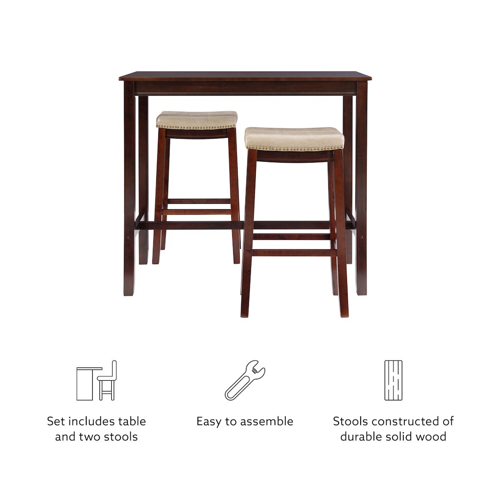 Claridge 3Pc Bar Set Brown Beige. Picture 10