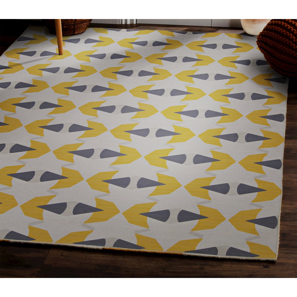 Outdoor Washable Hialeah Ivory & Yellow 5' X7', Rug. Picture 1