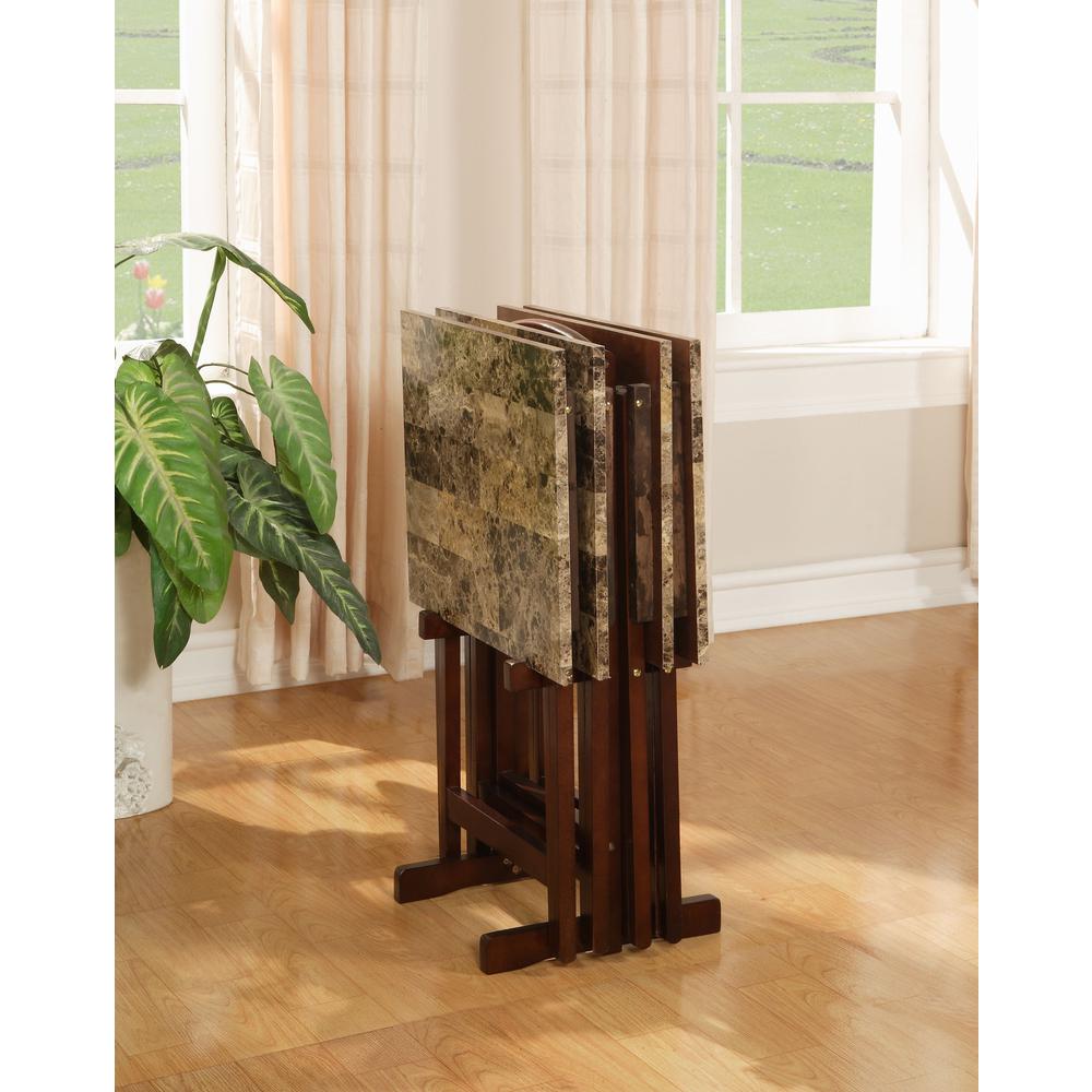 Tray Table Set Faux Marble -Brown. Picture 2