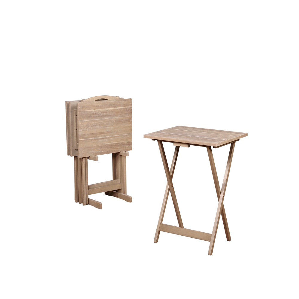 Gray Acacia Tray Table Set. Picture 1