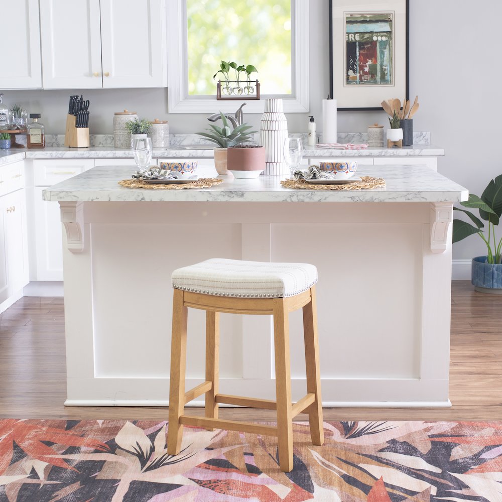 Claridge  Linen Striped Counter Stool. Picture 4