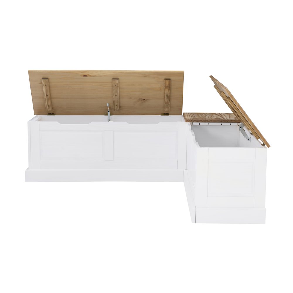 Tobin Backless Two Tone Breakfast Nook, Natural And White. Picture 8