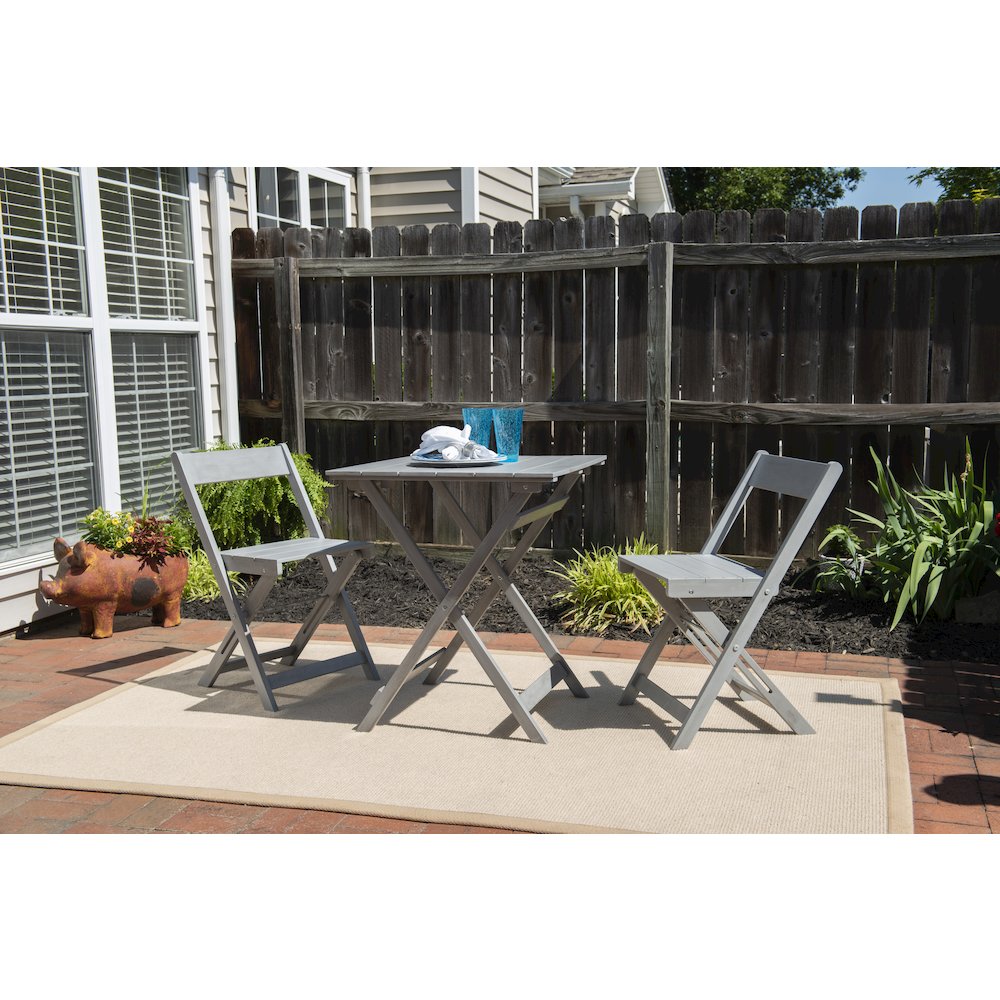 Rockport Gray Three Piece Square Table Set. Picture 3