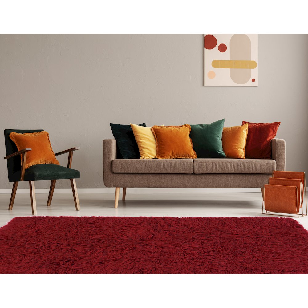 New Flokati 1400gram Red 8x10, Rug. Picture 1