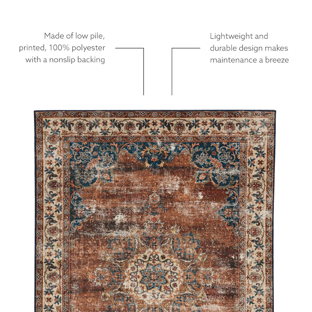Washable Foster Russet/Ivory 2x8, Rug. Picture 5