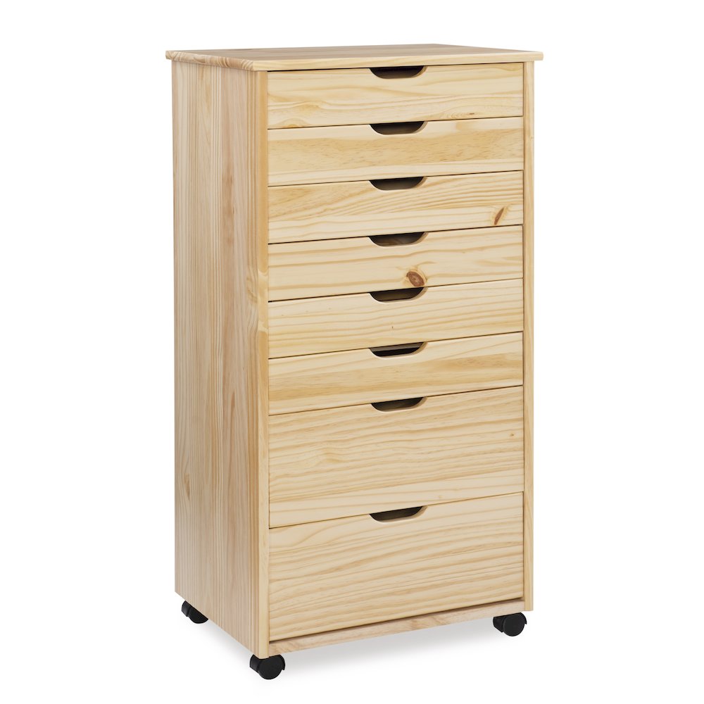 Cary Eight Drawer Rolling Storage Cart, Natural. Picture 10