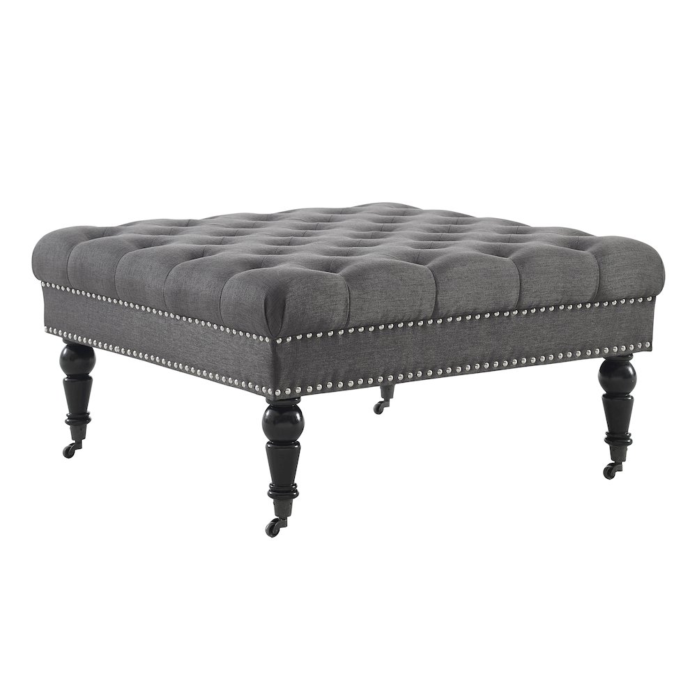 Isabelle Charcoal Square Tufted Ottoman. Picture 3